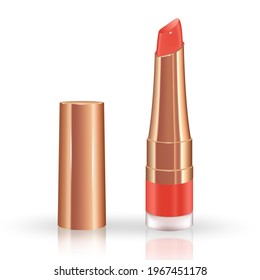 Make-up set for lips with realistic liquid lipstick container.