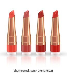 Make-up set for lips with realistic liquid lipstick container.