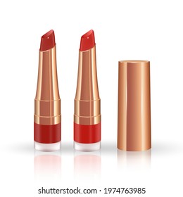 Make-up set for lips with realistic liquid lipstick container.