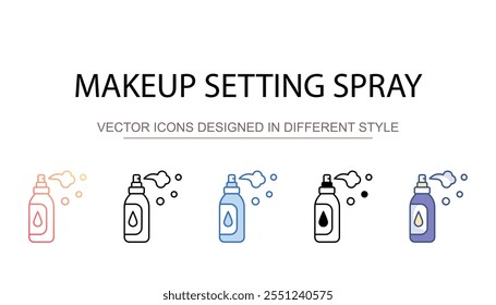 Configuração de maquiagem Projeto de ícone de spray com fundo branco ilustração de estoque