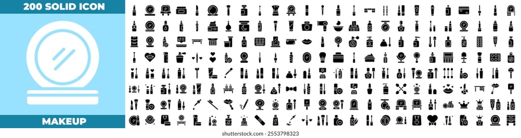 Makeup Solid Editable Icons set.