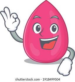 Makeup sponge cartoon mascot design with Okay finger poses. Vector illustration