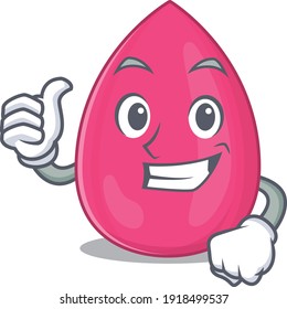 Makeup sponge cartoon picture design showing OK finger pose. Vector illustration