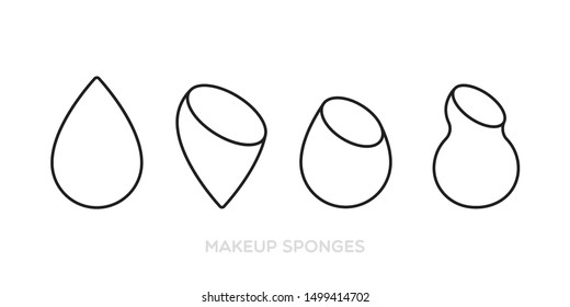 Makeup sponges. Icon set: several types of sponges. Vector illustration, flat design