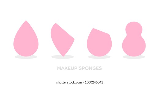 Makeup sponges. Icon set: several types of sponges. Vector illustration, flat design