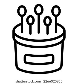 Makeup stick box icon outline vector. Ear cotton. Plastic swab