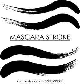 Makeup strokes, Beauty and cosmetic brush stains, Smear make up lines collection, Mascara brush strokes, Beauty makeup vector, Set of mascara swatches, Texture isolated on white, Paint line texture