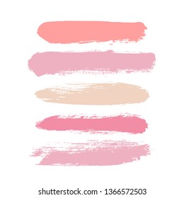 Makeup strokes, Beauty and cosmetic nude brush stains vector background. smear make up lines collection, Set of lipstick swatches, texture isolated on white. paint line texture. Makeup strokes, Beauty and cosmetic nude brush stains vector background. smear make up lines collection, Set of lipstick swatches, texture isolated on white. paint line texture.