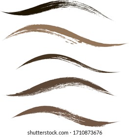 Makeup strokes, Set of mascara smudge, makeup eye pencil swatches, Beauty and cosmetic black brush smudges vector background. smear make up lines collection, liquid make up texture isolated on white.