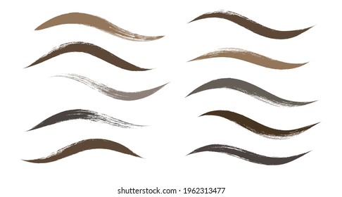 Makeup strokes, Set of mascara smudge, makeup eye liner swatches, black brush smudges vector background. smear make up lines collection, liquid make up texture isolated on white.