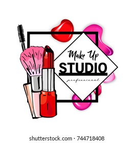 Makeup studio logo design template.