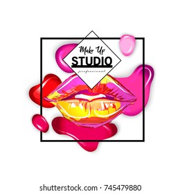 Makeup studio logo design template.