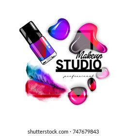 Makeup studio logo design template.
