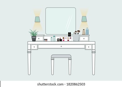 Schminktisch mit blauem Vektorgrafik