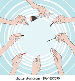 Makeup tools. Blank design template. 