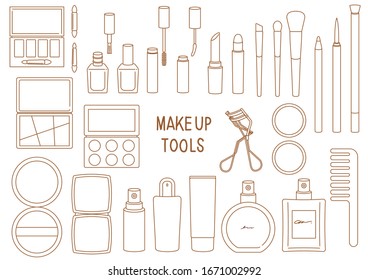 Makeup tools
Fashionable line drawing set illustration