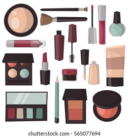 Makeup tools isolated vector illustration.