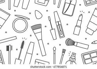 Makeup tools seamless pattern