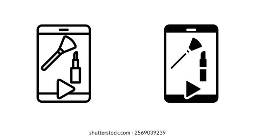 Makeup tutorial video icons vector graphic pack