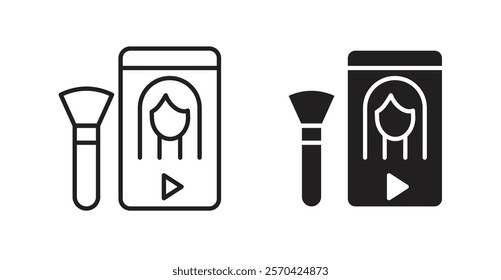 Makeup tutorial video vector web icons set