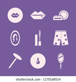 makeup vector icons set. with hand mirror, nail polish, mascara brush and cosmetic cream in set
