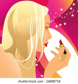 Make-up vector. Woman and red lipstick