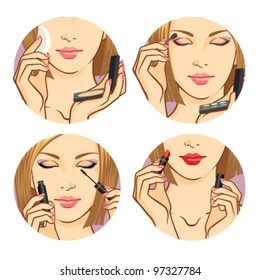 Makeup, visage and beauty set with young woman