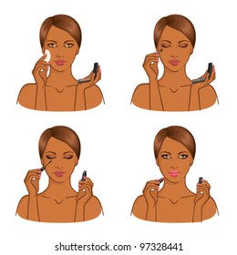 Makeup, visage and beauty set with young African woman