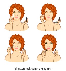 Makeup, visage and beauty set with young woman