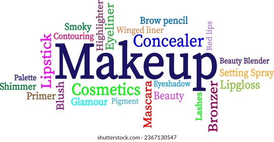 Makeup word cloud . Vector illustration
