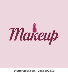 Makeup Written in Elegant Typography for Logo Design with Creative Font and Glamorous Template Background for Beauty and Cosmetic Branding