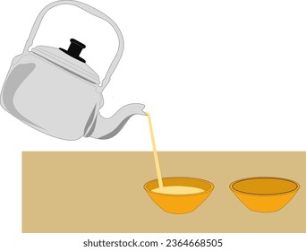 Makgeolli is a Korean alcoholic drink. The concept of pouring drinks into drinking containers