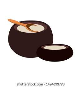 makgeolli korean beverage with spoon icon cartoon vector illustration graphic design