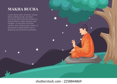 Makha Bucha background. Banner design. vector illustration background.