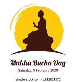 Makha Bucha Day, Buddha delivering his teachings shortly before his death to 1,250 monks, Vector Illustration