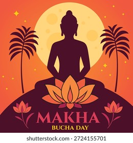 Makha Bucha Day Post y diseño de Anuncio