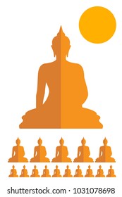 Makha Bucha Day sing symbol, Buddhist event vector