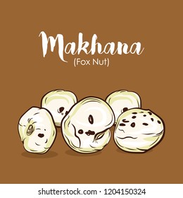 Makhana vector Fox nut or roasted lotus vector illustration