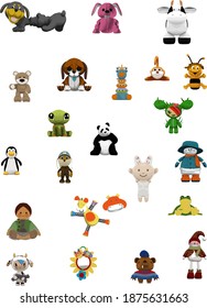 
Makhkiye toys, cute gifts New Year, Christmas. Vector cave drawings.