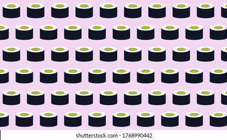Maki background. Sushi. Junk food. Vector.