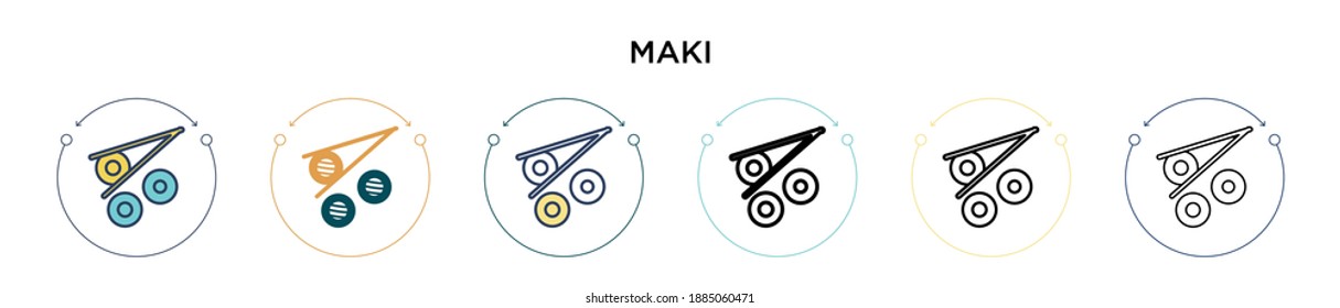 Maki icon in filled, thin line, outline and stroke style. Vector illustration of two colored and black maki vector icons designs can be used for mobile, ui, web