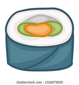 Maki Japanese. Food Doodle Color Clip Art. Hand Drawn Design. Color Sketch