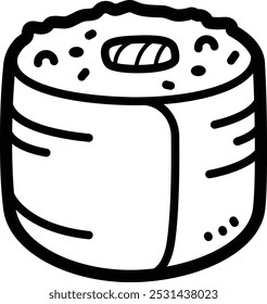 Maki sushi doodle vector icon and illustration