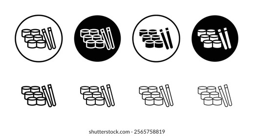 Maki sushi roll icon Black and white outline vector