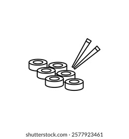Maki sushi roll icon Flat illustration sign