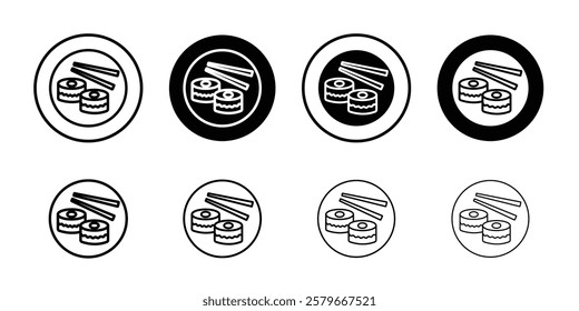 Maki sushi roll icon Outline thin set pack series