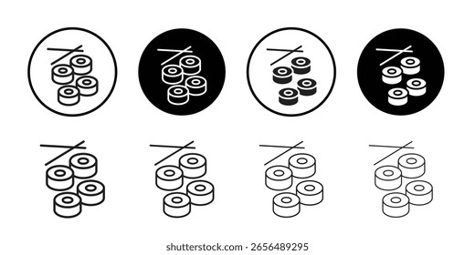 Símbolo vetor de contorno simples de ícone de rolo de sushi Maki