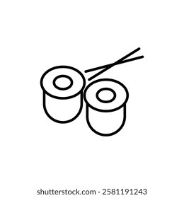Maki sushi roll icon Thin line art isolated