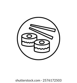 Maki sushi roll icon vector outline logo sign