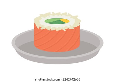 maki sushi roll on white background